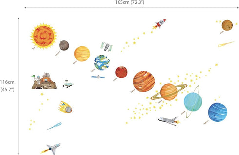 DECOWALL SG2-1501 The Solar System Kids Wall Stickers Wall Decals Peel and Stick Removable Wall Stickers for Kids Nursery Bedroom Living Room (Lar...