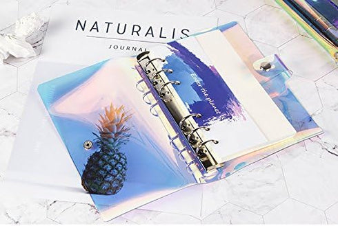 Index Tabs for A5/A6 6-Holes Cover Round Ring View Binder File Folder Loose Leaf Sheet Protectors Binder Cover Protector (Laser Cover, A5/21cm*15c...