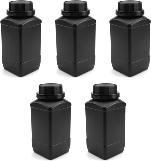 Othmro 5pcs Plastic Lab Chemical Reagent Bottles, 1000ml/33.81oz Wide Mouth Liquid/Solid Square Sample Storage Container Sealing Bottles with Anti...
