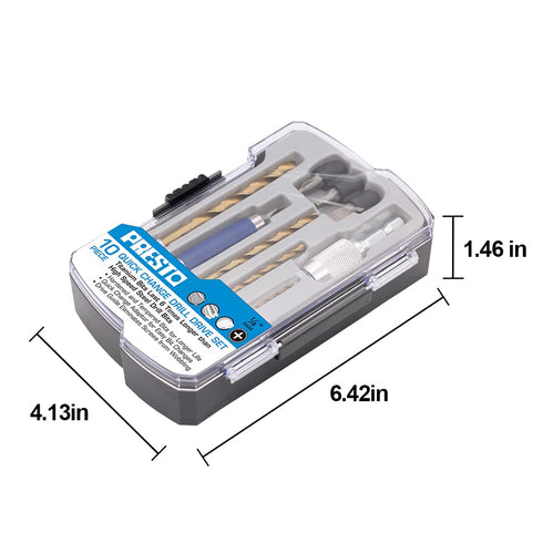 PRESTO Titanium Quick Change Drill Drive Set - 10Pcs 1/4" Shank Drill Drive Set for Wood, Metal, Cement, Plastic...