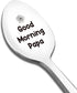 Good Morning Papa Spoon Engraved Funny Gift for Grandpa Father, Ice Cream Tea Coffee Cereal Lover Spoon Gifts for Thanksgiving Christmas Birthday...