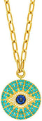 Obidos 14k Gold Plated Evil Eye Turquoise Pendant Necklace for Women 18-20Inch,Round Circle Disk Minimalist Jewelry...