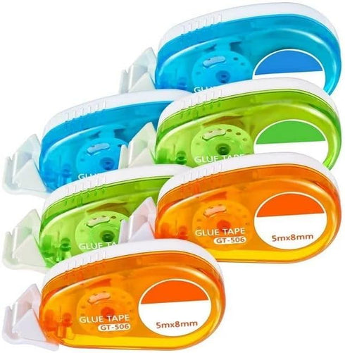 1Pc Random Color Double Sided Tape Roller, Ellipsoid Scrapbooking Tape, Adhesive Tape Dispenser Runner for Envelope Scrapbooking Card Making and C...