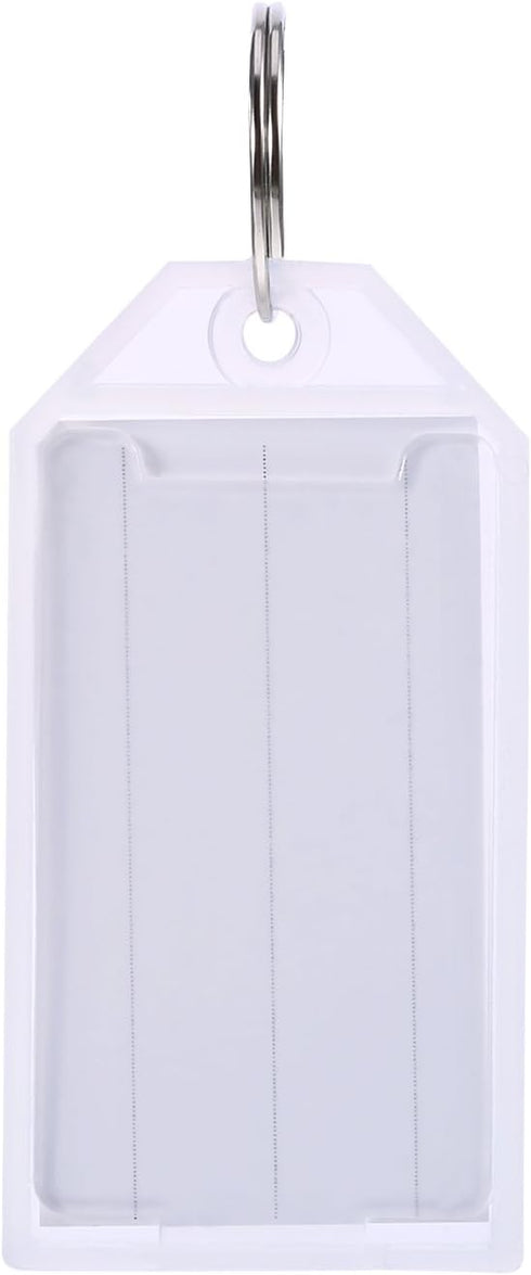 TecUnite 50 Pack White Plastic Key Tags with Split Ring Holder Label Window Luggage Label Tags Key Ring Keychain...