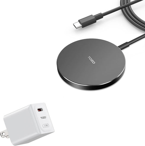 TOZO W6 Wireless Charger Black & C1 USB C Charger 20W PD Power Adapter Compatible for iPhone 14/14 Plus/14 Pro/14 Pro Max/13/13 Pro/13 Pro Max/13 ...