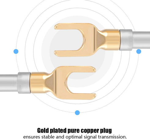 Banana Plugs for Speaker Wire,6 Pcs 24K Gold Plated Pure Copper Y Plug Spade Connector 4mm Banana U Fork 45 Degree Speaker Wire Connector...