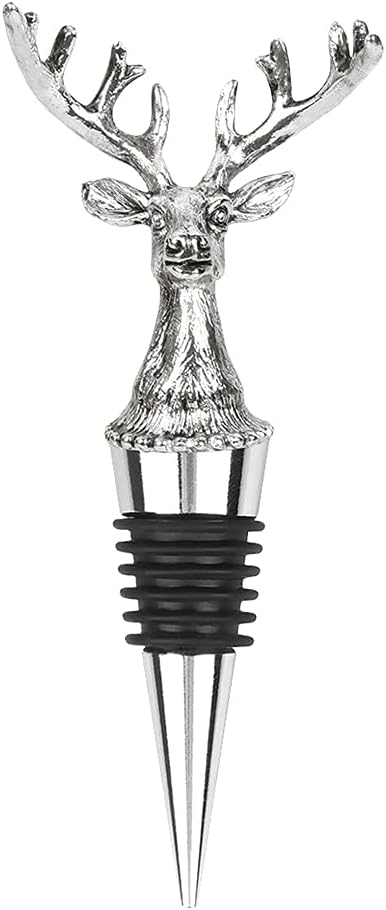 Wine Bottle Stopper Airtight Seal-Decorative Deer Stainless Steel Antlers Animal Elk Silver Bottle Topper for Wine &Beverage Plug...