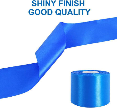 TONIFUL 2 Inch x 25 Yards Wide Royal Blue Satin Ribbon Solid Fabric Ribbons Roll for Valentine's Day Crafts Gift Wrapping Invitation Cards Floral ...