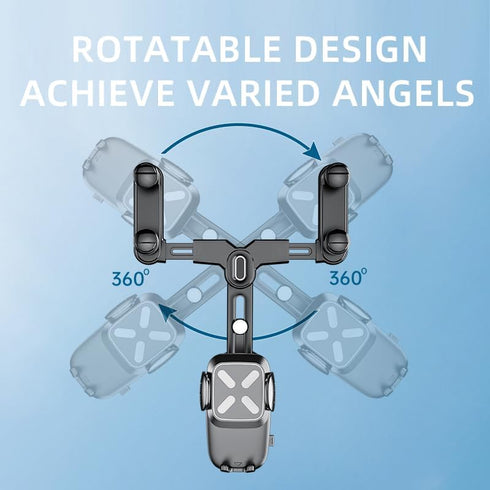 Car Phone Mount, 360 Rotatable and Retractable, Anti-Shake Design, Compatible with Samsung, iPhone, Sony......