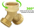 Hooshing Garden Hose Splitter 2 Way Heavy Duty Brass 3/4" GHT Hose Y Swivel Splitter Connector with Washers for Outdoor Faucet Hose...
