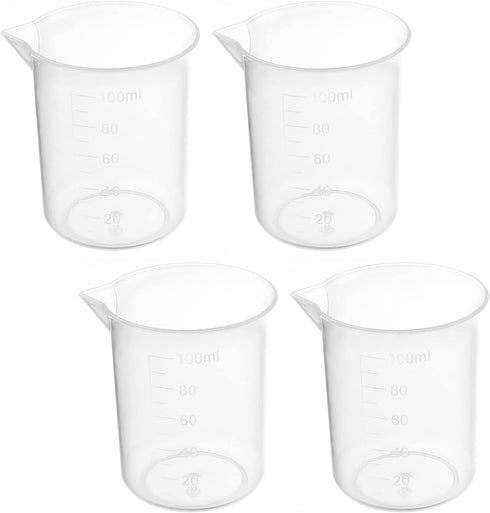 Othmro Measuring Cups 100ml/3.38oz PP Plastic Graduated Beaker Transparent for Lab Kitchen Liquids 4pcs...