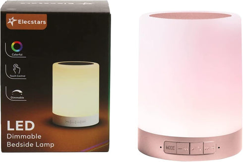 Elecstars Touch Bedside Lamp - with Bluetooth Speaker, Dimmable Color Night Light, Outdoor Table Lamp with Smart Touch Control, Best Gift for Men ...