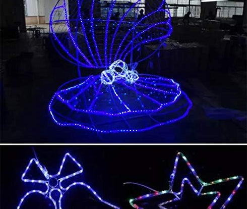 33ft LED Rope Lights, 110V 2 Wire Connectable Blue Rope Lights Outdoor, 240 LED Waterproof Blue Rope Christmas Lights for Deck, Patio, Pool, Campi...