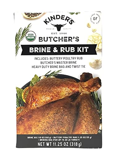 Kinder's Butcher's Organic Turkey Brine and Rub Kit with Brining Bag, 11.25-ounces, Gluten Free, USDA Organic, Kosher...