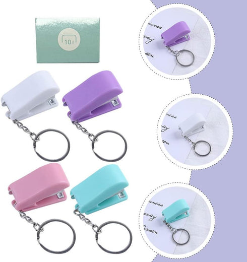 Heavy Duty Keychain 5 Pieces Mini Stapler, Tiny Office Stapler Small Keychain Staplers Hand Staplers Portable Desktop Stapler for Office Stapler D...