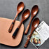 4pc-Handmade Japanese Style Wooden Soup Spoons with Tied Line on Handle...
