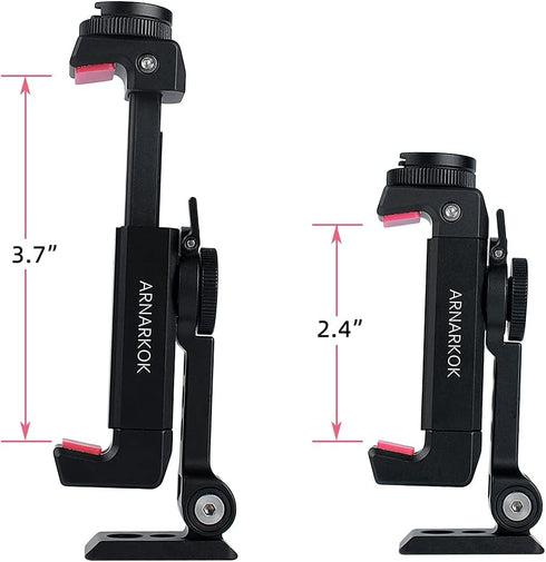 Metal Phone Tripod Mount w Rotatable Cold Shoe for Micphone Easy Use,Compatible with iPhone Tripod Adapter, Cell Phone Mount Holder,Hot Video Crea...
