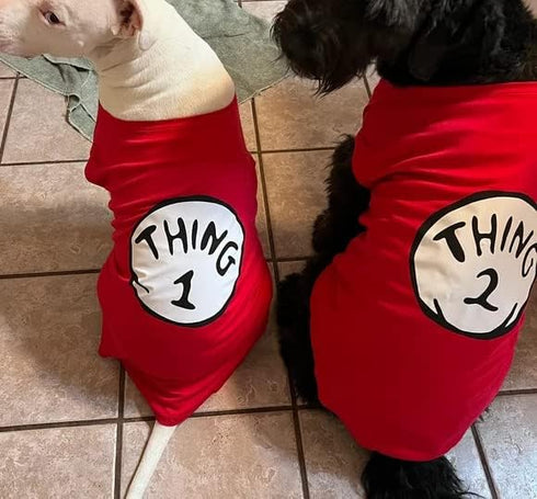 Dog Shirts for Pet Clothes Soft Breathable Puppy Shirts Pop Culture Thing 1 to Thing 9 Printed Pet T-Shirt (RED-1, Large)...