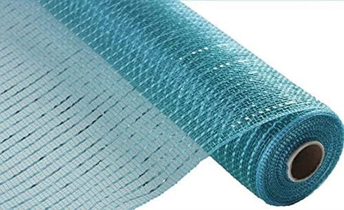 Wide Foil Deco Poly Mesh Ribbon, 10 Inches x 30 Feet (Teal, Turquoise Foil)...