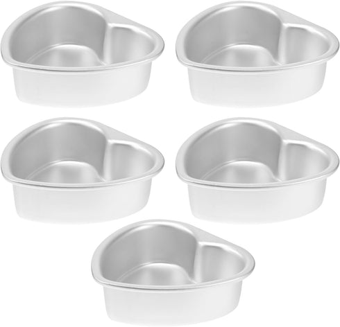 Luxshiny Heart Cake Pan 5pcs 4 Inch Mini Cake Pans Heart Shaped Cake Baking Moulds Aluminium Cake Tin Cheesecake Pan Bakeware for Wedding Birthday...