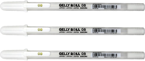 SAKURA Pigma Micron Fineliner Pens & Gelly Roll Classic White Pens - Pens for Writing, Drawing, or Journaling - Assorted Point Sizes - 8 Black Ink...