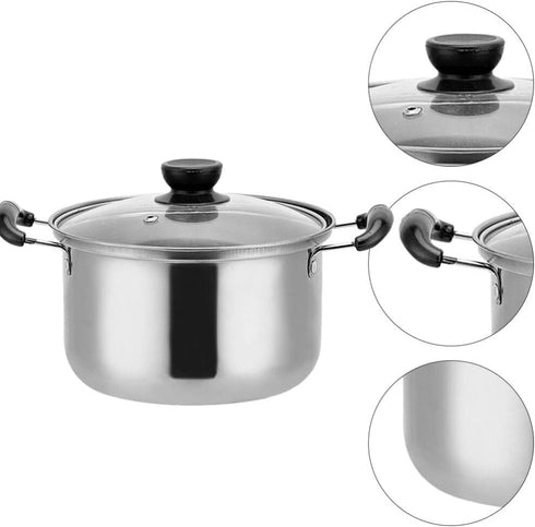 Soup Pan Stainless Steel Stockpot with Lid, Soup Stock Pot, Nonstick Cooking Pot with Handle, Pasta Pot, Saucepot Cookware (16X16CM) Milk Pan...