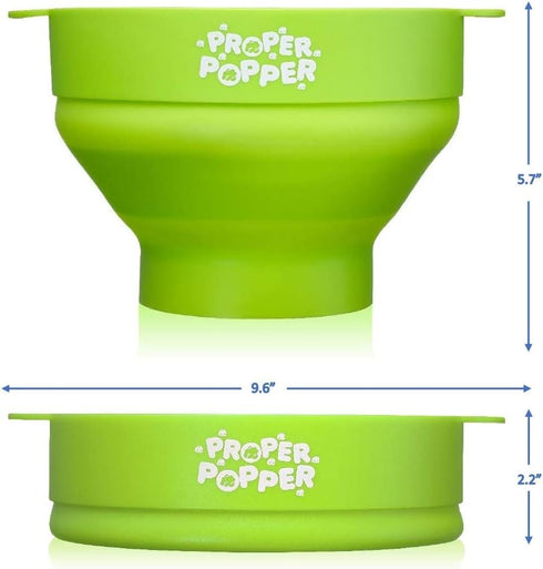 The Original Proper Popper Microwave Popcorn Popper, Silicone Popcorn Maker, Collapsible Bowl BPA Free & Dishwasher Safe - (Green)...