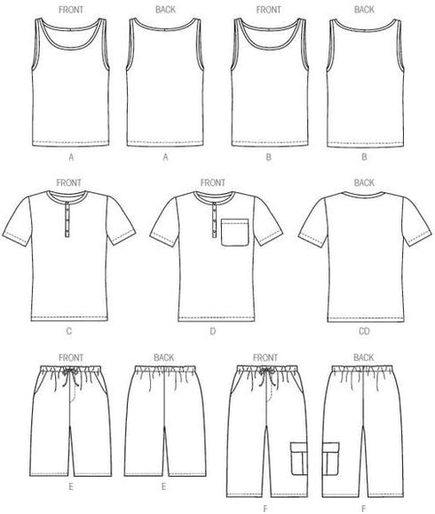 McCall Pattern Company M6973 Men's Tank Tops, T-Shirts and Shorts, Size XN "XLG-XXL-XXXL"...