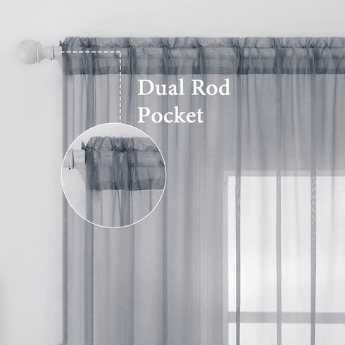 MIULEE 2 Panels Solid Color Sheer Window Curtains Elegant Window Voile Panels/Drapes/Treatment for Bedroom Living Room (54 X 84 Inches Dark Grey)...