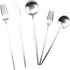 Silver Flatware, Royal 5 Piece Luxury Matte Finish 18/10 Stainless Steel Tableware Sets for 1 Including Forks Spoons Knives, Camping Silverware Tr...