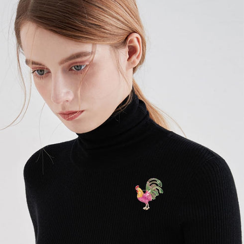 Cute Rooster Lapel Brooch Pin for Women Girls Gold Plated Cock Chicken Hen Farm Animal Enamel Pins Clip Sweater Coat Backpack Brooches Pins Fashio...