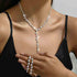 Unicra Silver Bride Necklace Earrings Set Rhinestone Bridal Wedding Jewelry Sets Prom Costume Jewelry Set Party Choker Necklace for Women and Brid...