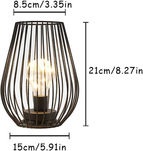 TRIROCKS Metal Cordless Table Lamp - 8'' Tall Cage Shape Battery Operated Lamp with Warm Fairy Lights Bulb for Indoor/Outdoor Use, Perfect for Chr...