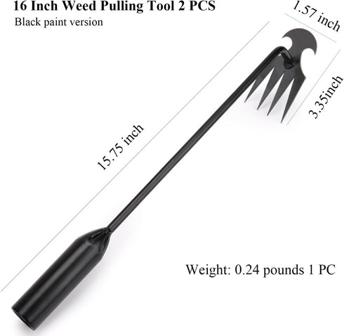 Weed Puller Tool Gardening Tools Set of 2 Uprooting Weed Pulling Tool, 4 Teeth Manganese Steel Forged Weeding Tool for Vegetable, Portable Hand We...