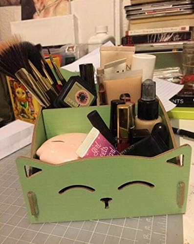 DIY Cat Storage Artwork Cosmetic Collection Pen Pencil Holder Organizer Desk Sorter Green...