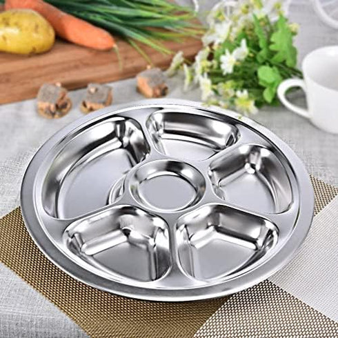 Litewoo Stainless Steel Round Divided Plate 6 Sections...