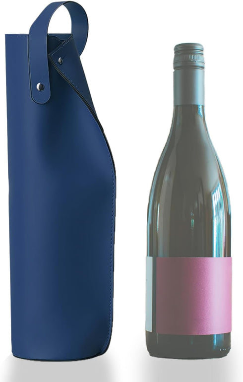 Leather Wine Tote Bag - Blue Wine Bottle Gift Bag Champagne Tote Carrier for Wine Lovers...