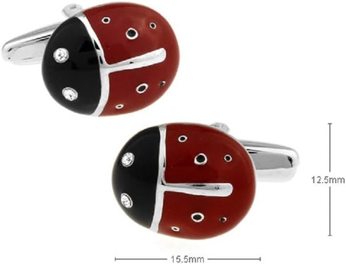 Ladybug Pair Cufflinks in a Presentation Gift Box & Polishing Cloth...