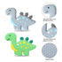 Green and Gray Dinosaur Sensory Chew Teether,2 Pack Food Grade Silicone Safety Chewy Teething Toys for Kids Toddlers with Autism, ADHD,Oral Motor,...