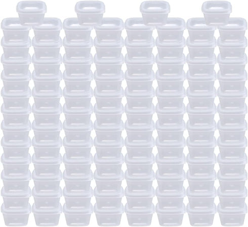 MIUPOO Leak Proof Square Sauce Cup,Plastic Souffle Cups,Disposable Clear Leak Proof Sauce Cup With Hinged Lid,Used for Various Sauces,Food Samples...