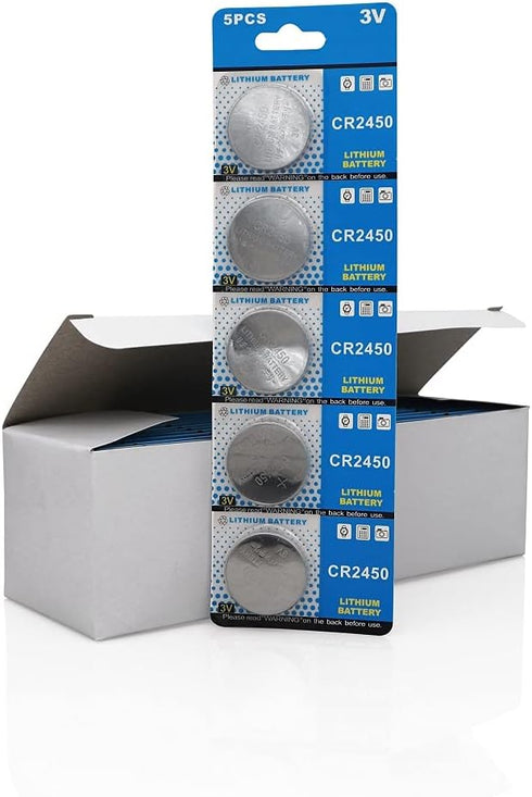 Cotchear 5pcs/Pack CR2450 Coin Battery 550mAh 3V CR 2450 Button Cell Batteries ECR2450 KCR2450 5029LC LM2450 3V Battery for Car Key Remote...