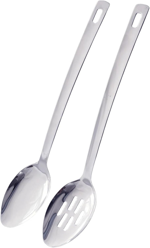14.5 INCHES Long Handle Stainless Steel Serving Spoon Slotted Spoons Cooking Spoon Kitchen Spoon(Set of 2)...