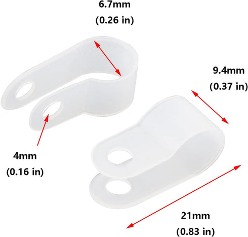 Antrader R-Type Cable Clamp 1/4 Inch White Nylon Cable Organizer Clips for Wire Management Pack of 200...