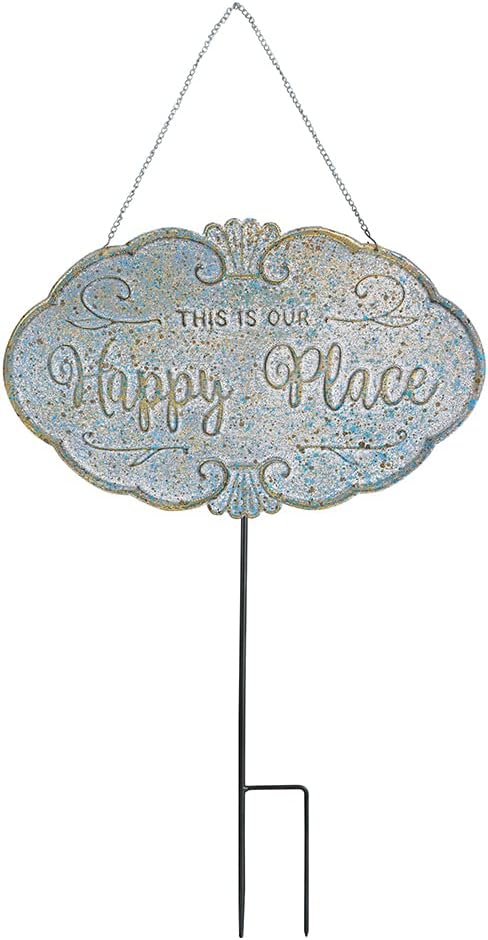 All Chic Outdoor Garden Signs Garden Stakes Decorative Yard Sign Stakes Metal Hanging Sign Rustic Outdoor Decor Include Stakes and Hanging Chain...