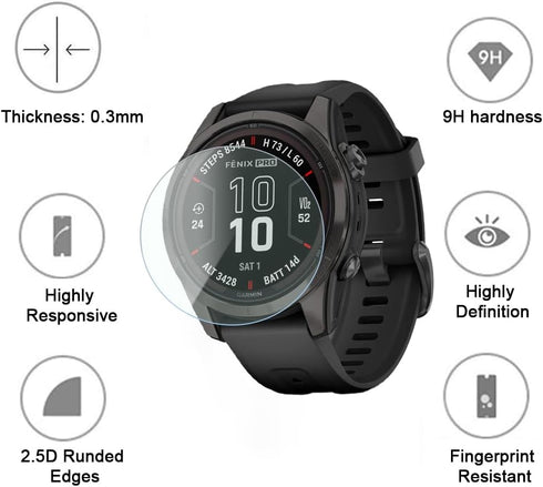 SmartWatch Tempered Glass protective film Compatible for Garmin Fenix 7 & 7 Solar/Fenix 7 Sapphire Solar 47mm and Epix 2 Pro 47 MM Screen Protecto...