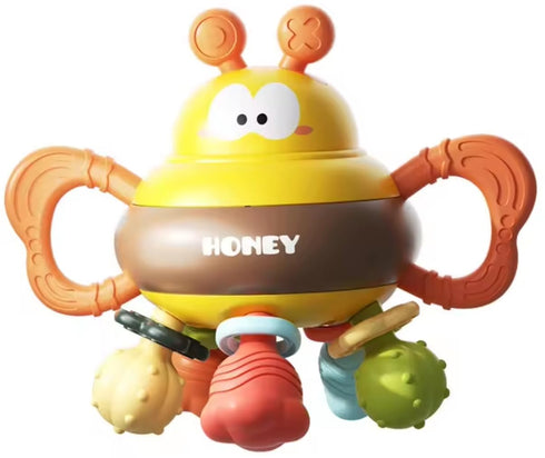Yummy Baby Montessori Soft Rubber Cute Bee Honey Pot Teether Rattle Activity Sensory Toy...