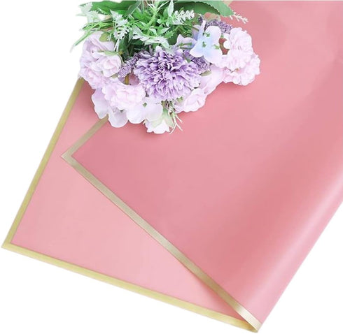 20 Sheets Pure color gold edge Flower Wrapping Paper,Waterproof Valentine's Day Bouquet Wrapping Paper 23x23Inch Used for DIY Crafts, Gift Packagi...