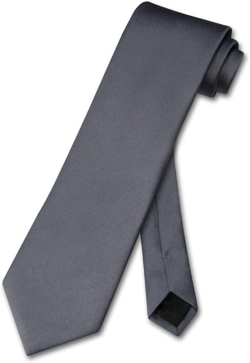 Vesuvio Napoli NeckTie Solid CHARCOAL GREY Color Men's Dark Gray Neck Tie...