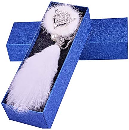 Car Decor Automotive Interior Rearview Mirrors Rearview Mirror Pendant Enchanting White Fox Diamond-Encrusted Plush Pendant Car Accessories Creati...