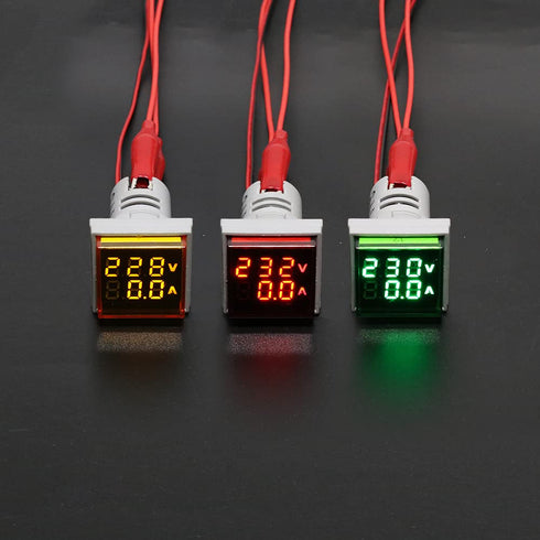 Amp Voltage Meter, 22mm Square Dual Display Panel Voltmeter Ammeter AC 0-100A 60-500V Meter Indicator LED Display Voltmeter, Voltage Tester Curren...